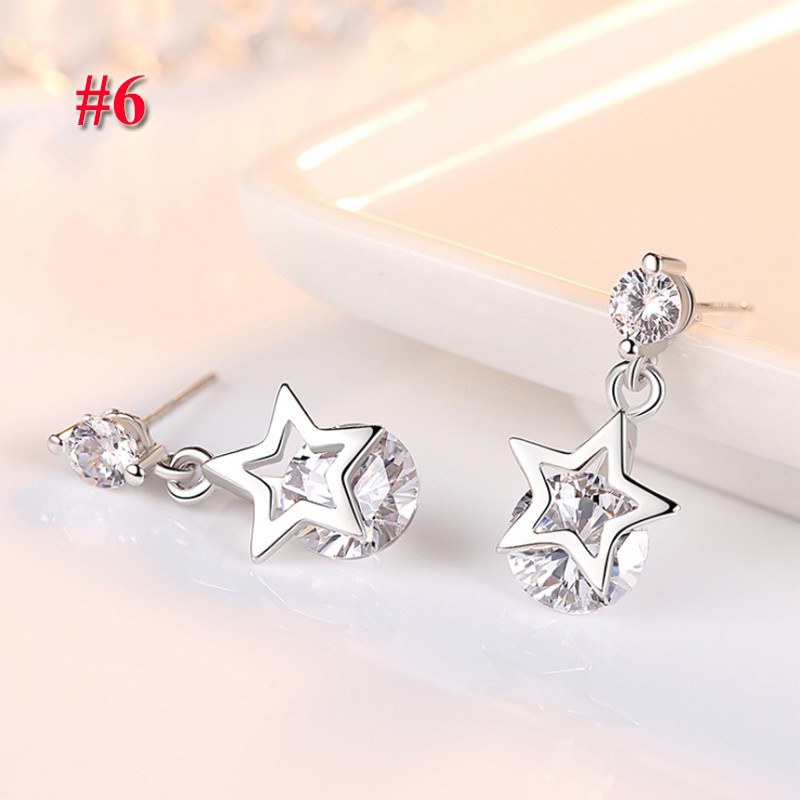 Khuyên tai mạ bạc đính đá 7 mẫu link 1 KT3846