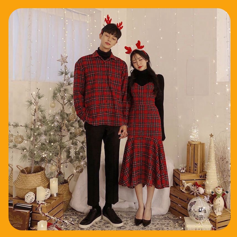 Áo đôi nam nữ đẹp : Set áo váy sơ mi Hàn Quốc COUPLE STORE dùng đi chụp hình cưới,đi chơi, đi du lịch