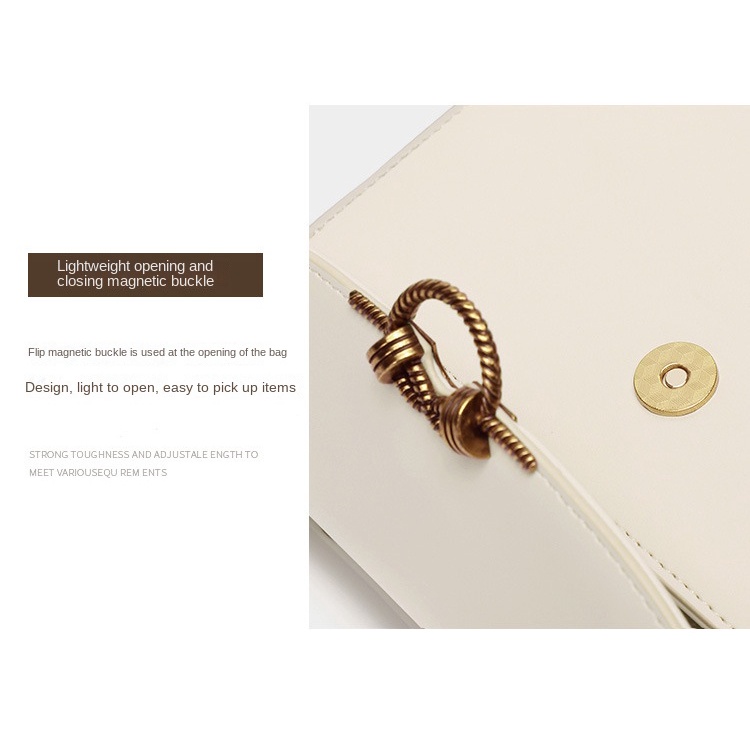 Túi Đeo Chéo Da PU Dáng Vuông Nhỏ Phối Dây Xích Thời Trang Mùa Hè 2022 Cho Bạn Gái