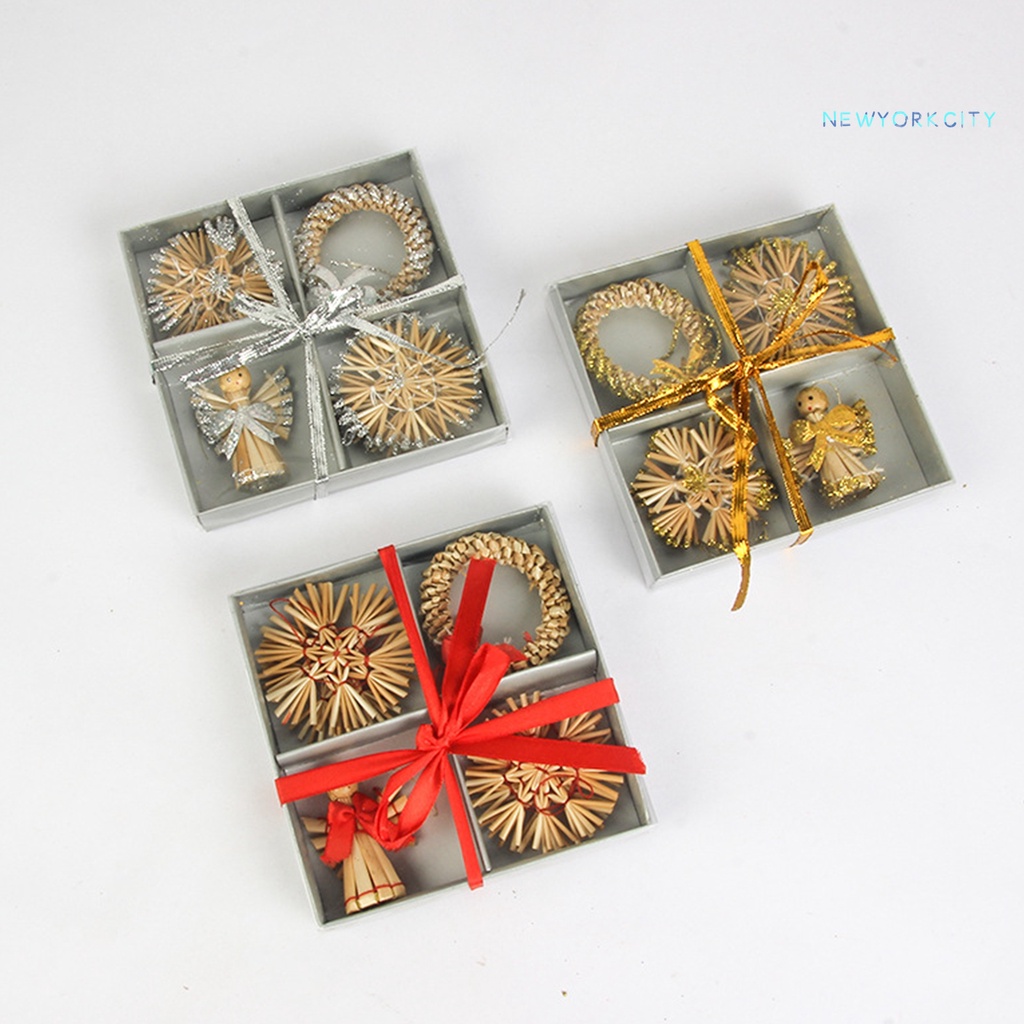 Set 8 Phụ Kiện Trang Trí Cây Thông Giáng Sinh Lấp Lánh Phong Cách Hoạt Hình Bằng ABS