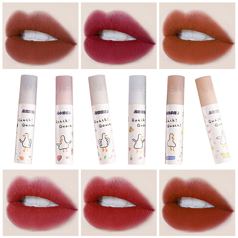 [Hàng mới về] Son kem lì dưỡng ẩm làm đẹp môi lâu phai với 6 màu tùy chọn