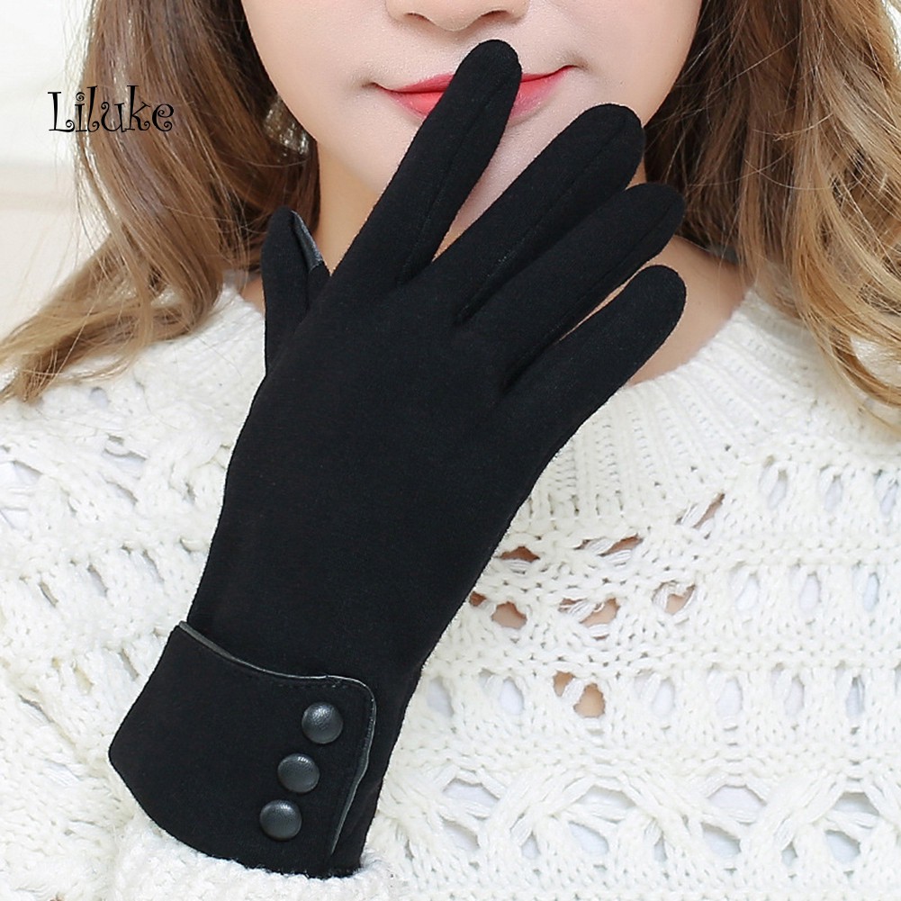 Găng tay giữ ấm bằng lông nhung màu trơn thời trang mùa đông cho nữ