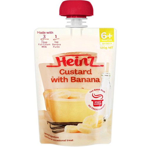 Váng sữa Custard với chuối Heinz 120g (6M+)