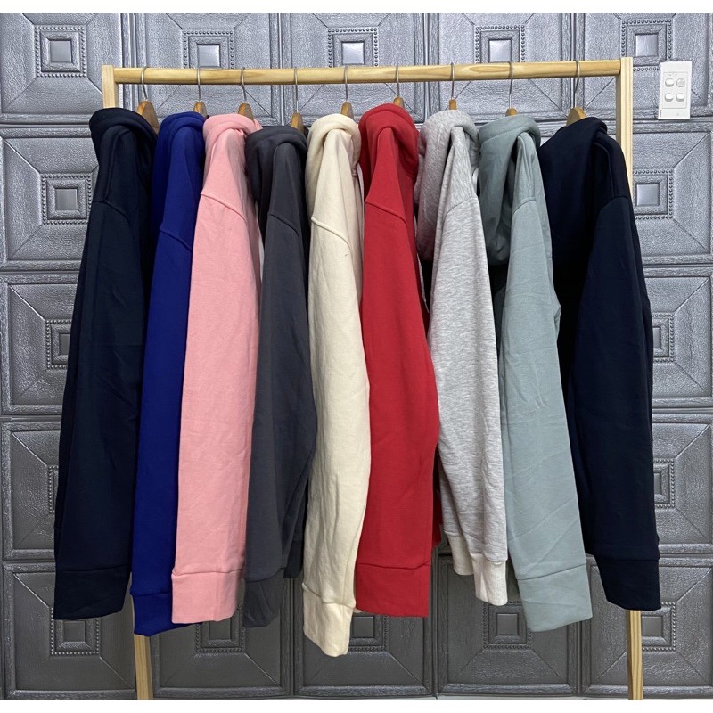 Áo hoodie áo nỉ 4 mùa trơn nỉ ngoại