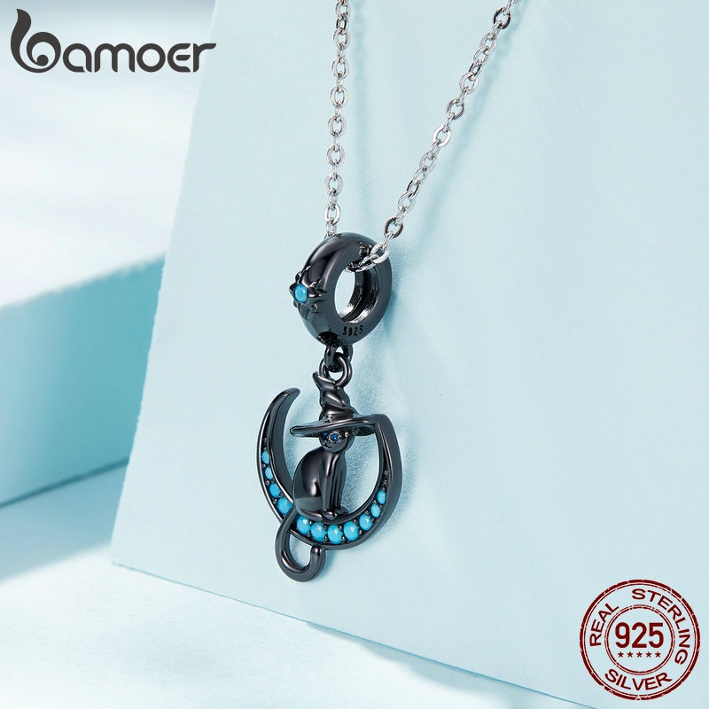 Mặt xỏ BAMOER bằng bạc 925 hình mèo phù thủy