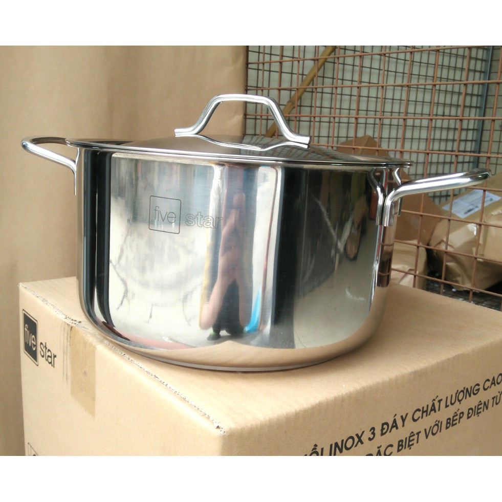 Nồi inox Five Star 3 đáy 24cm vung inox dày dặn