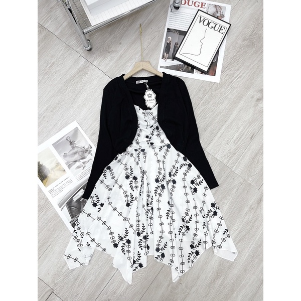 [ 𝐅𝐑𝐄𝐄 𝐒𝐇𝐈𝐏 ]  SÉT 2 MÓN CADIGAN KHOÁC MIX VÁY HOA 2 DÂY DÚM NGỰC