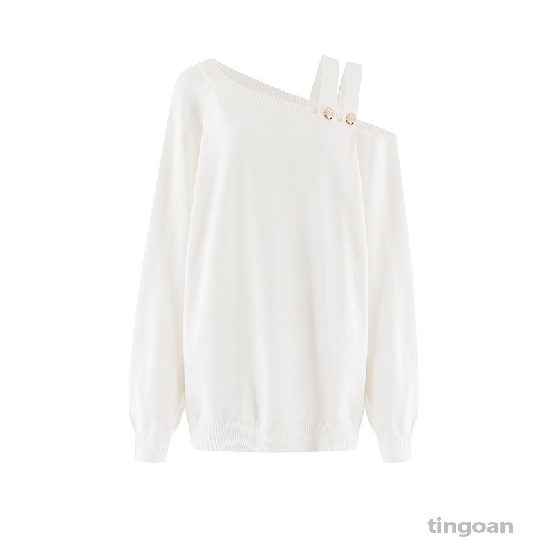 [Mã WABRTN02 giảm 10% ]Áo len lệch vai trắng tingoan RUNAWAY SWEATER/WH | BigBuy360 - bigbuy360.vn