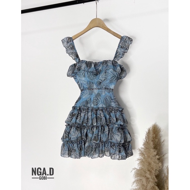 Váy tơ hoa tầng cánh tiến