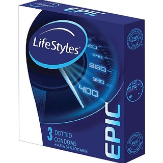 Bao cao su Lifestyles Epic có gai kết hợp chất kéo dài thời gian ( hộp 3 cái )