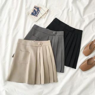 (Big size)Chân váy xếp ly túi trước [Trong có quần] C019