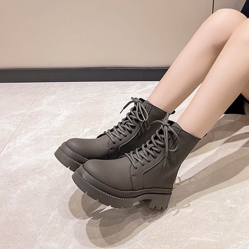 Giày bốt martin IELGY mũi tròn thắt dây phong cách Hàn Quốc thời trang dành cho nữ