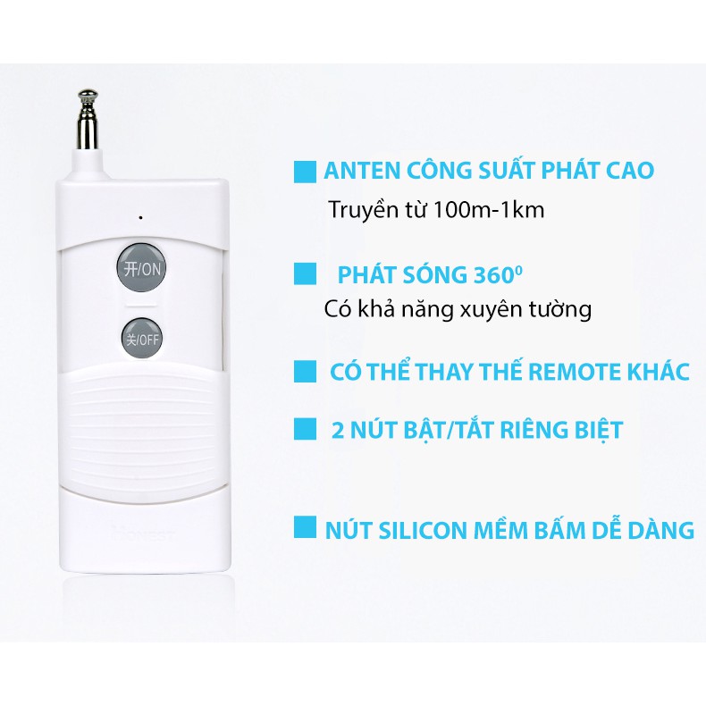 Công tắc điều khiển từ xa công suất lớn Honest HT-9220 dùng bật tắt máy bơm nước, điều khiển máy bơm nước từ xa