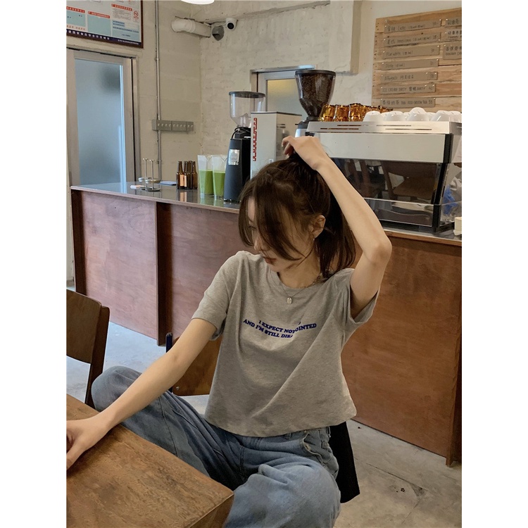 Áo Thun cotton Tay Ngắn Dáng Rộng In Chữ Thời Trang Mùa Hè Hàng Mới Dành Cho Bạn Nữ 2022