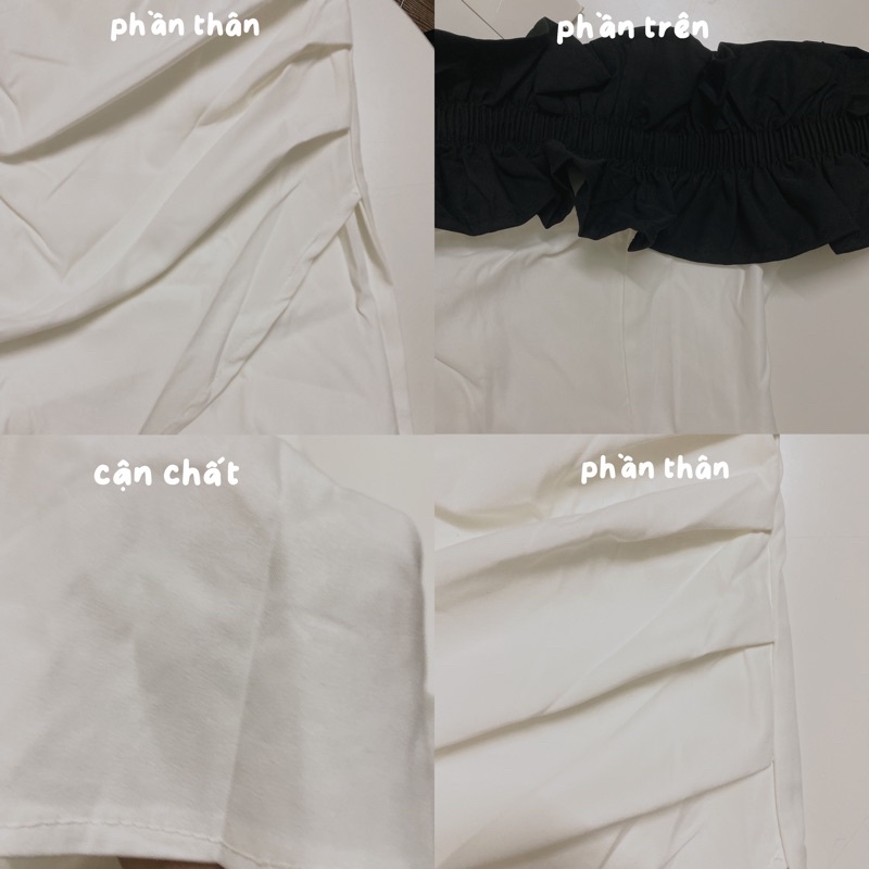 Đầm/Váy trắng trễ vai bèo đen phong cách hàn quốc | BigBuy360 - bigbuy360.vn