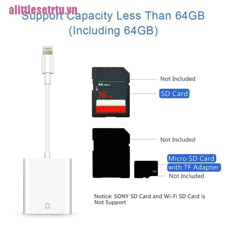 Đầu đọc thẻ nhớ SD OTG nhỏ gọn tiện dụng cho iPhone X Xs Max 8 9 10 Ipad Pro