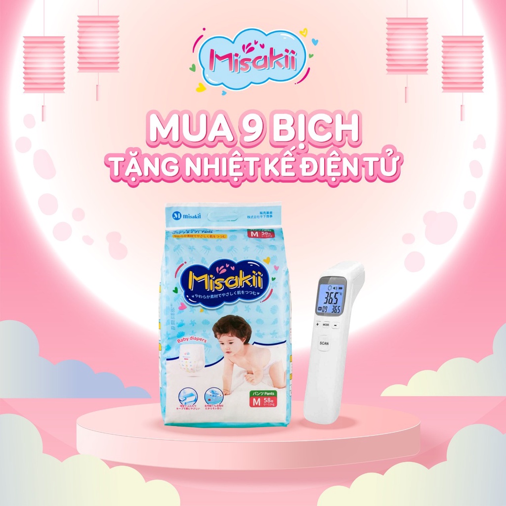Bỉm Misakii Nhật Cao Cấp - Siêu Thấm Hút - Mỏng Mềm Size NB90/S82/M64/L54/M58/L44/XL38/XXL26