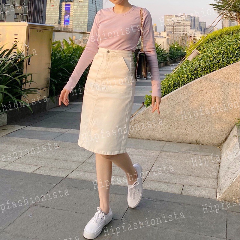 [Mã FADIRECT20 giảm 20K đơn 150K] Chân váy jeans midi Asos form chuẩn xinh, lưng cao trên rốn (hình thật) | BigBuy360 - bigbuy360.vn