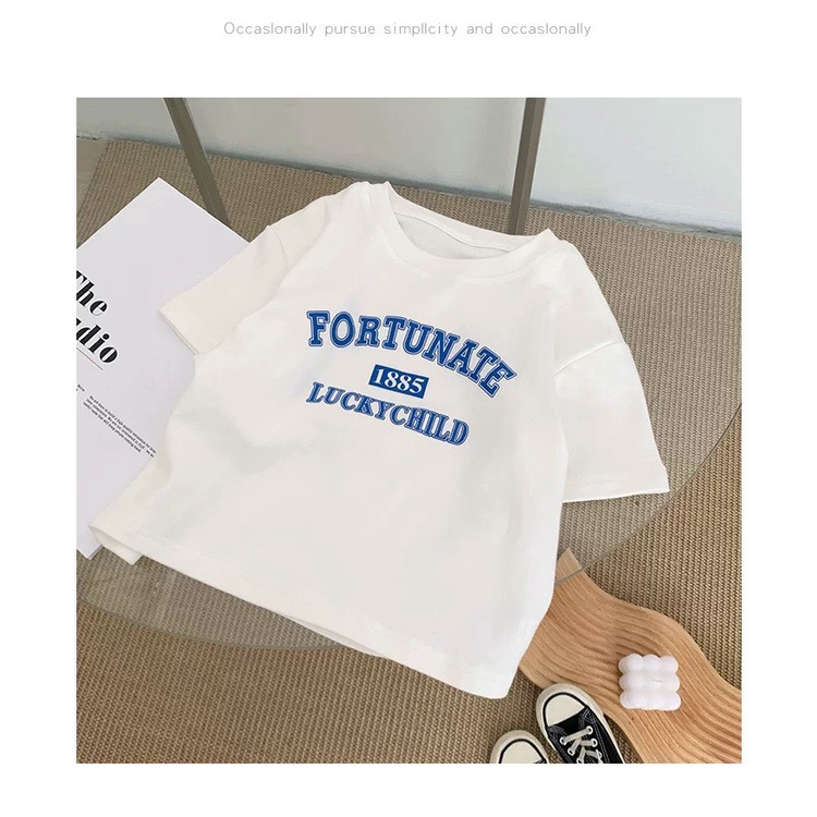 Áo thun cộc tay 1885 chất cotton mềm mát cho bé trai bé gái size nhỡ đại    3 - 12 tuổi