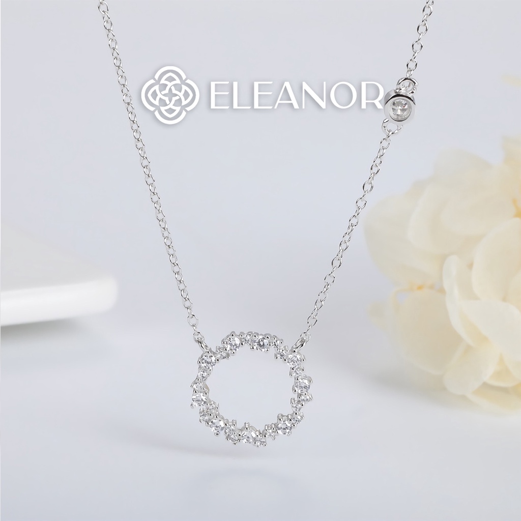 Dây chuyền nữ bạc 925 Eleanor Accessories sợi mảnh mặt hình vòng tròn đính đá phụ kiện trang sức 2028