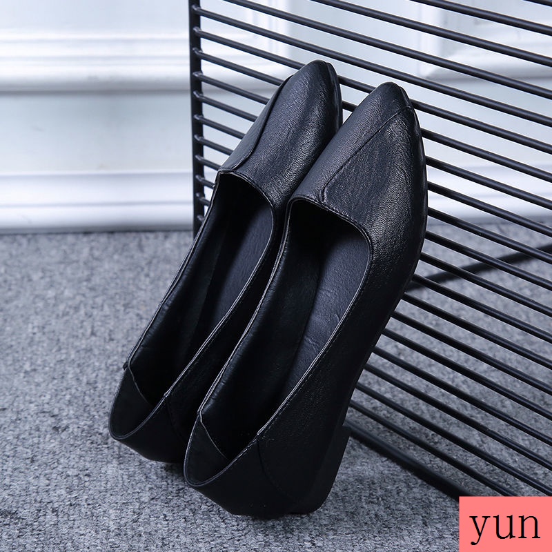 Giày Búp Bê Da Mềm Mũi Nhọn Đế Bệt Chống Trượt Thoáng Khí Thoải Mái Cho Nữ