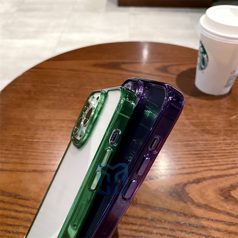 Ốp Điện Thoại Cứng Trong Suốt Màu Tím Đậm Có Miếng Dán Bảo Vệ lens Cho iPhone 13 12 11 Pro Max