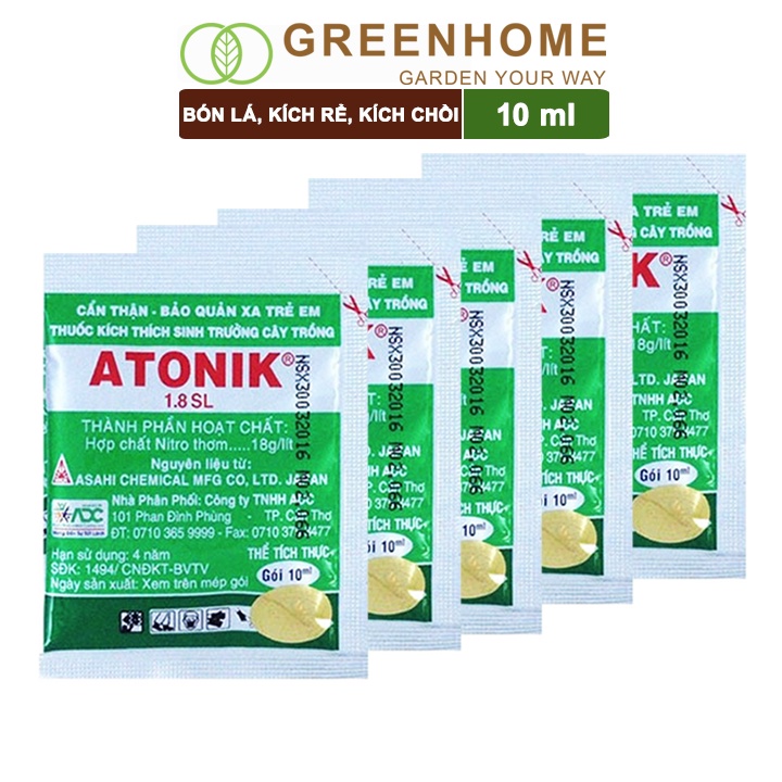 Bộ 5 Chế phẩm kích thích sinh trưởng cây trồng Atonik, gói 10ml,  chuyên hoa Lan, hoa Hồng, cây cảnh |Greenhome