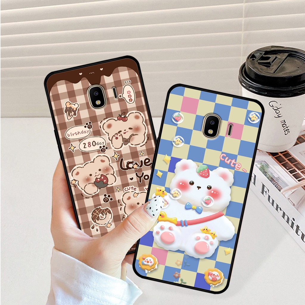 Ốp lưng Samsung J4 2018 in hình caro gấu thỏ dễ thương