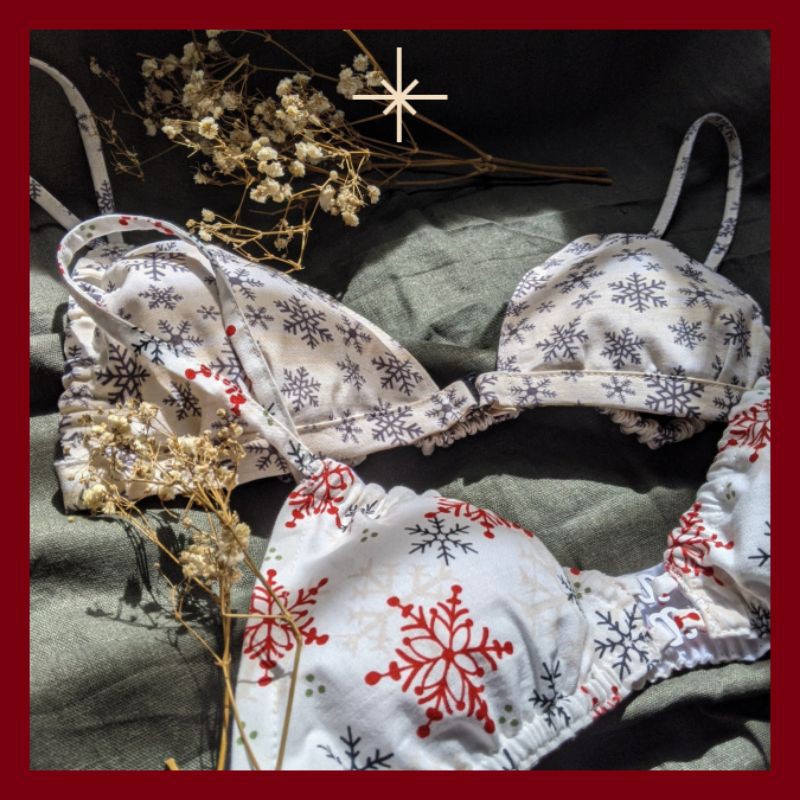 Áo lót/quần lót hoạ tiết bông tuyết (may theo số đo)