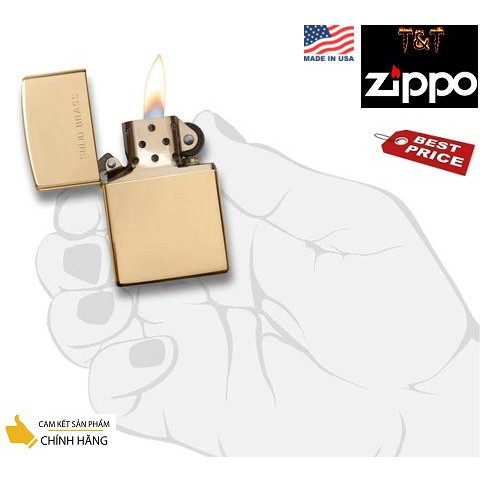 Bật lửa zippo đồng thau bóng- zippo brass high polished