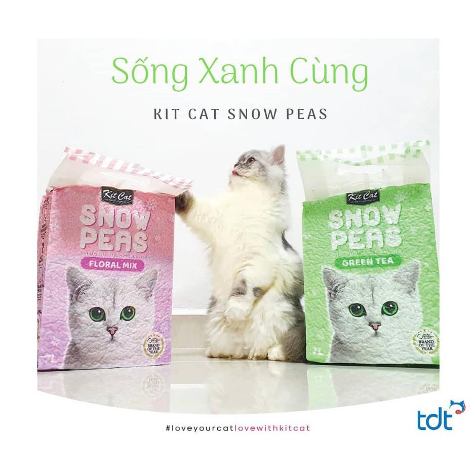 Cát cho mèo Kit cat snow peas 7L, cát đậu tuyết vệ sinh thơm khử mùi tốt Con Mèo Xiêm