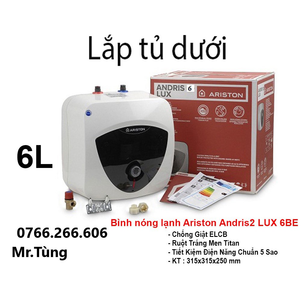 Bình Nóng Lạnh Ariston 6L AN2 LUX 6BE (6L- lắp tủ dưới