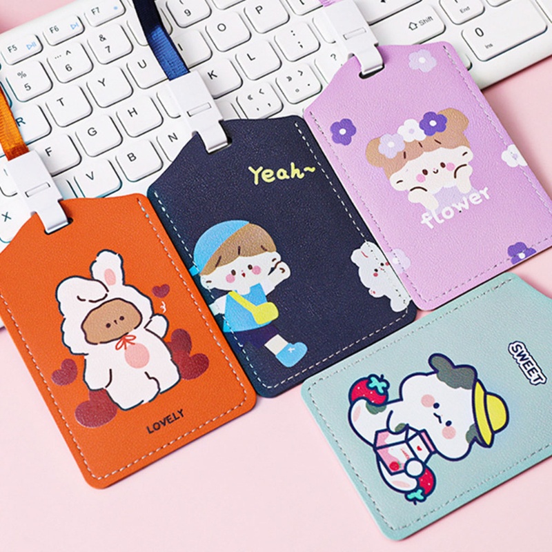 Bao đựng thẻ ID da PU họa tiết hoạt hình xinh xắn