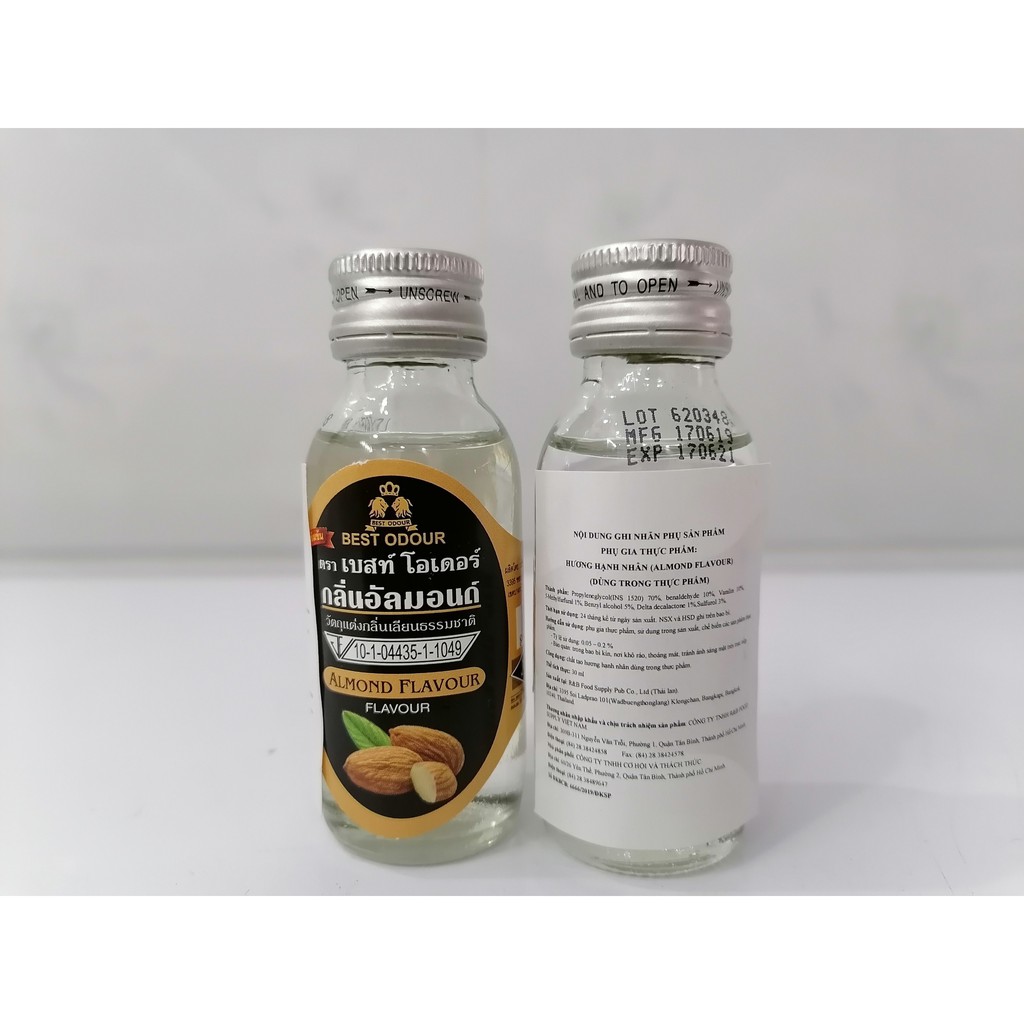 [Lọ nhỏ 30ml – HẠNH NHÂN] Hương thực phẩm [Thailand] BEST ODOUR Flavour Almond (halal) (cac-hk)