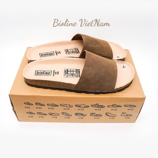Bioline - Dép đế trấu - Dép da bò nguyên tấm unisex Mã D05