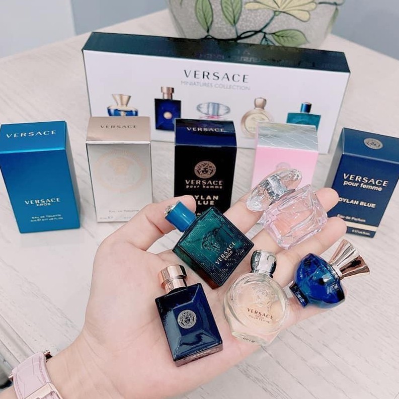 Set Nước Hoa Unisex Ver Sace 5 Chai Mini Eros Pour Homme - Dylan Blue - Bright Crystal -
