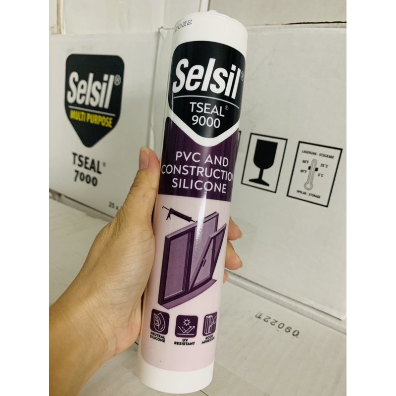 Keo silicone trung tính chịu nhiệt dán kính, kim loại, gạch men, chống thấm, chống dột Selsil TSEAL 9000 300ml