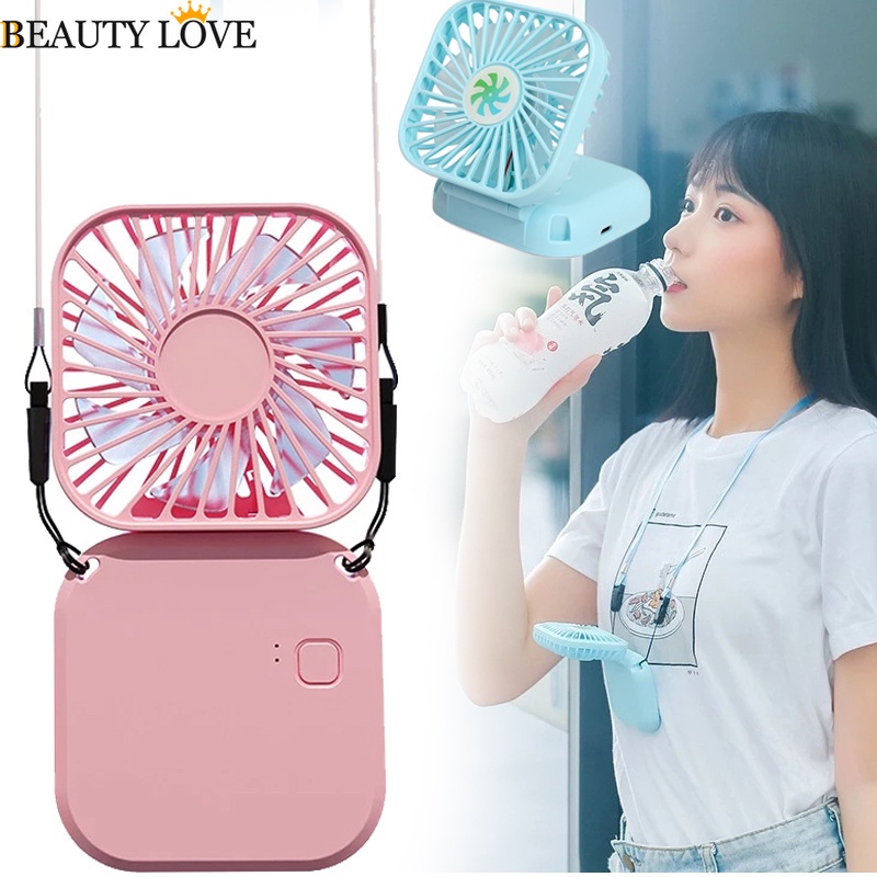 Quạt Điện Mini Làm Mát Đeo Cổ / Cầm Tay Gấp Được Đa Năng Sạc Cổng USB Thiết Kế Mới Dùng Khi Chơi Thể Thao Ngoài Trời
