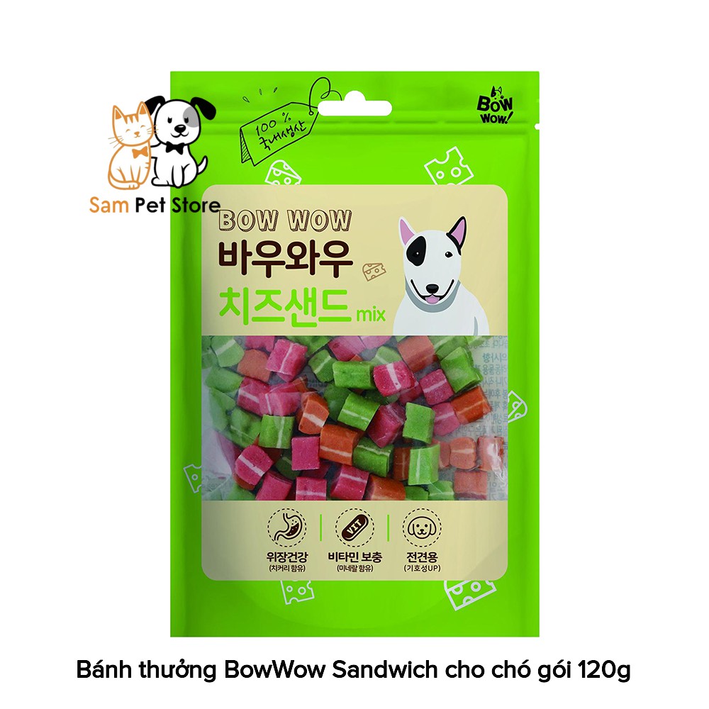 Bánh thưởng BowWow Snack Mixed Sandwich cho chó hỗn hợp gói 120g
