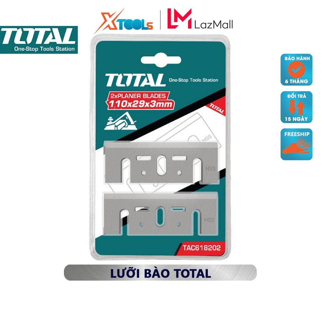 Lưỡi bào TOTAL TAC618202 | lưỡi dao bào kích thước 82X29X3.0mm, chất liệu HSS làm phẳng, [CHÍNH HÃNG] [XTOOLs]