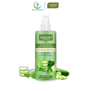 Toner nha đam dưa chuột Vaadi Herbals Aloe Vera Cucumber Mist 250 ml