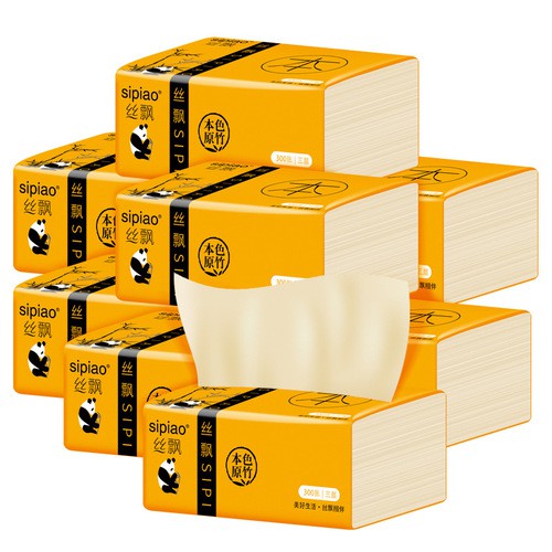 Khăn giấy khô gấu trúc không chất tẩy trắng siêu dầy hàng nội địa trung SIPIAO siêu dày siêu thấm 1 gói 300 tờ tiện dụng