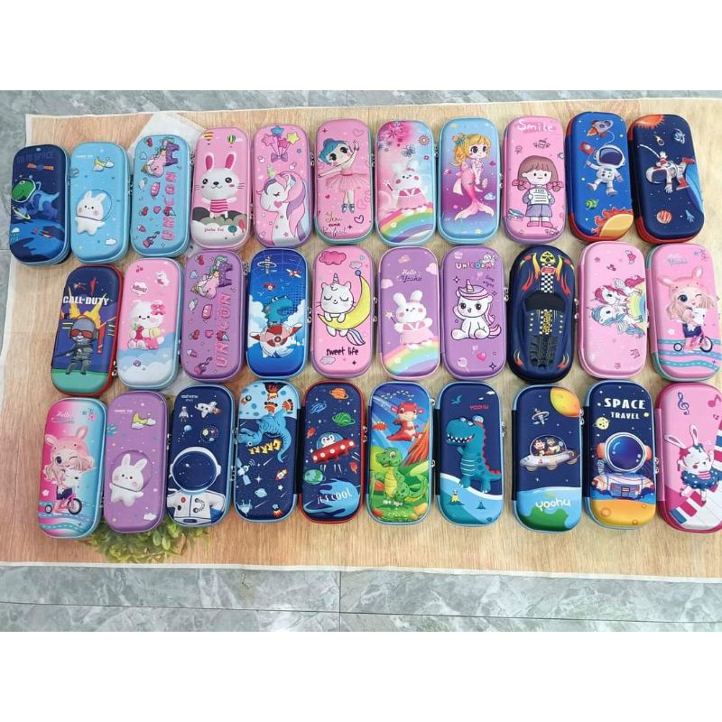 Hộp bút nổi 3D cho bé trai bé gái in nhân vật hoạt hình công chúa siêu nhân