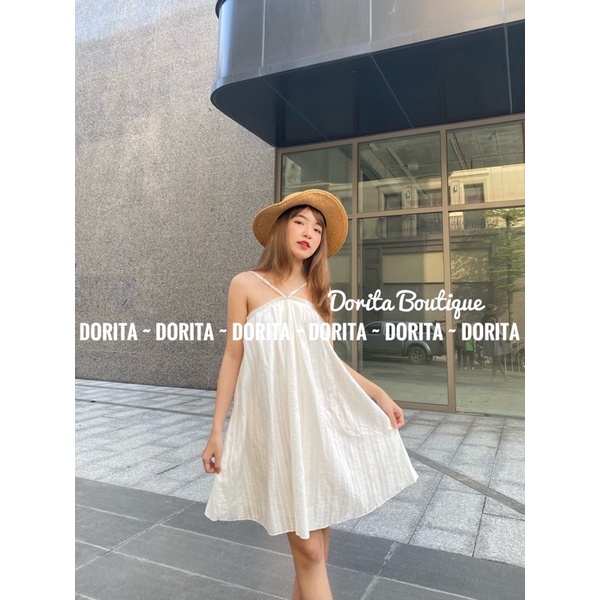 Váy 2 dây đũi xước đan dây lưng, Đầm 2 dây đi biển 2 lớp Mila - Dorita Boutique