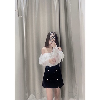[ Ảnh shop chụp] Áo trễ vai voan tiểu thư