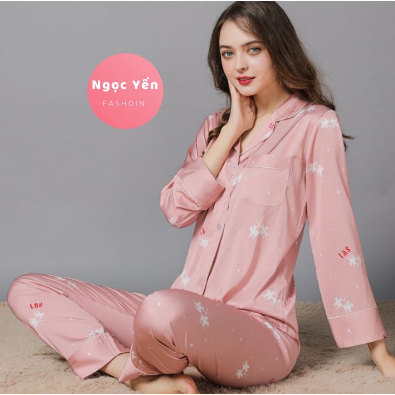 Pyjama đồ bộ dài tay lụa Quảng Châu cao cấp chất lượng | BigBuy360 - bigbuy360.vn