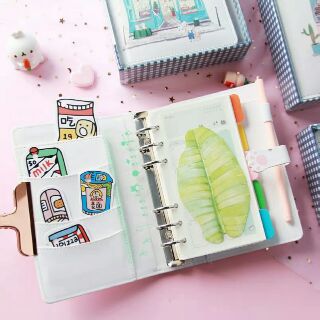 Trọn bộ sổ tay kế hoạch mèo cưng đủ phụ kiện sổ planner bullet journal còng bìa da đáng yêu