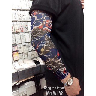 Găng tay hình xăm kiểu Rồng Xanh - W158 (1 cặp)