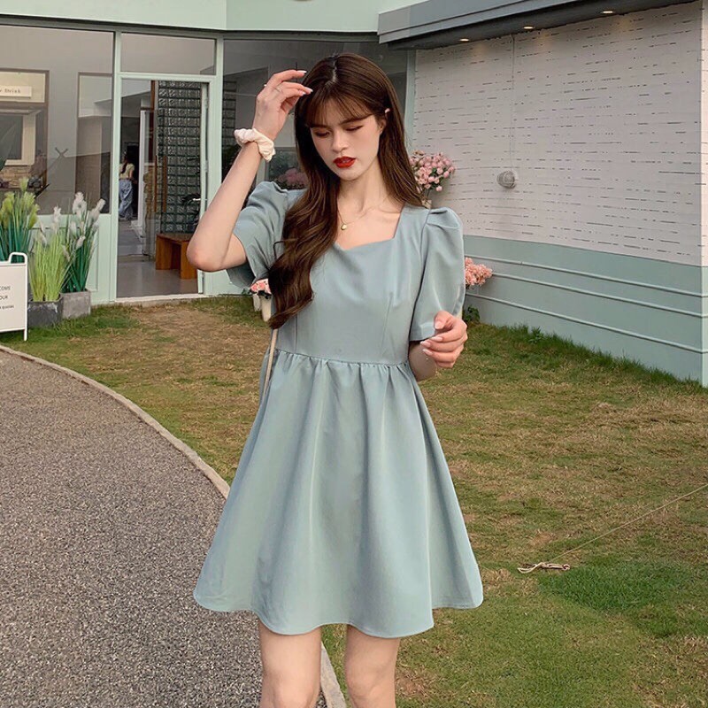 ĐẦM DÁNG XOÈ KHOÉT CỔ V, PHỐI DÂY PHA LÊ THẮT NƠ XINH XẮN TIỂU THƯ | BigBuy360 - bigbuy360.vn