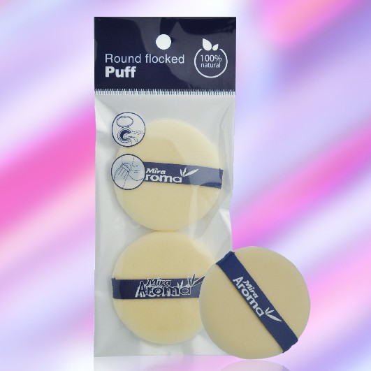 Bông phấn khô tròn siêu mịn Aroma Round Flocked Puff Hàn Quốc (2 x miếng)